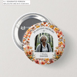 Celebration Of Life Floral Funeral Keepsake 6 Cm Round Badge