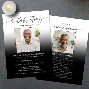 Celebration of Life Funeral 2 Photos Memorial Invitation