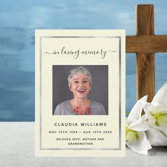 Celebration of life funeral beige photo program (Creator Uploaded)