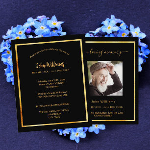 Celebration of life funeral black photo invitation