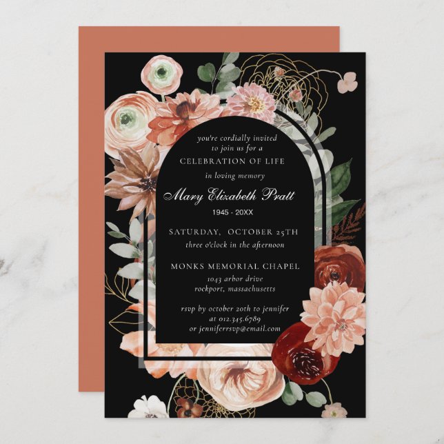 Celebration of Life Funeral Blush Pink Terracotta Invitation (Front/Back)