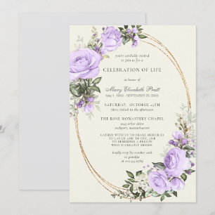 Celebration of Life Funeral Blush Purple Floral Invitation