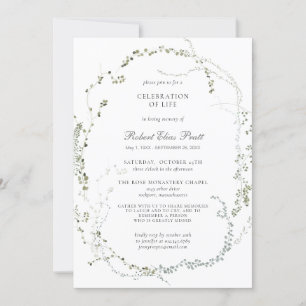 Celebration of Life Funeral Botanical Invitation