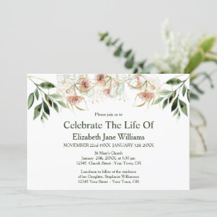 Celebration of Life   Funeral Eucalyptus Invitatio Invitation