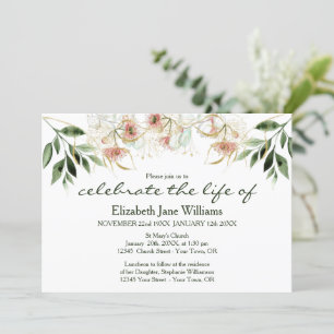Celebration of Life   Funeral Eucalyptus Invitation