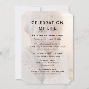 Celebration of Life Funeral Floral Photo Invitation