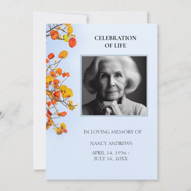 Celebration of Life Funeral Memorial Ceremony  Invitation (Front)