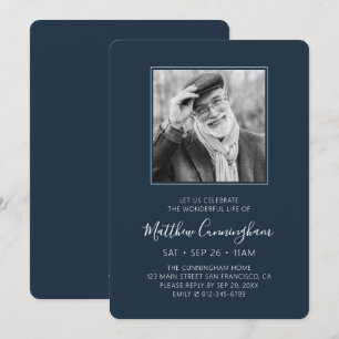 Celebration of Life Funeral Memorial Modern Photo Invitation