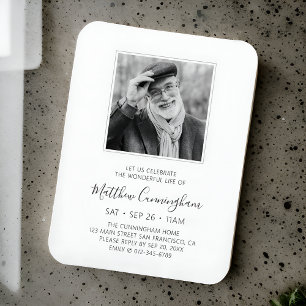 Celebration of Life Funeral Memorial Modern Photo Magnet