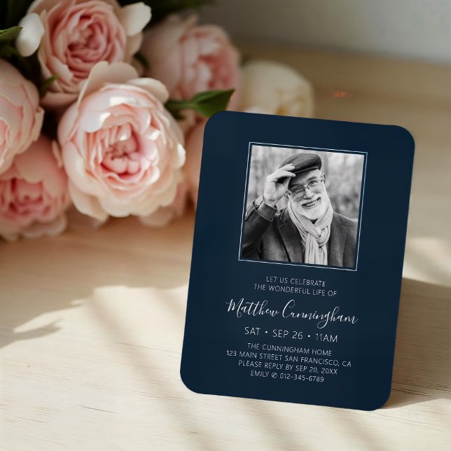 Celebration of Life Funeral Memorial Modern Photo Magnet (Creator Uploaded)