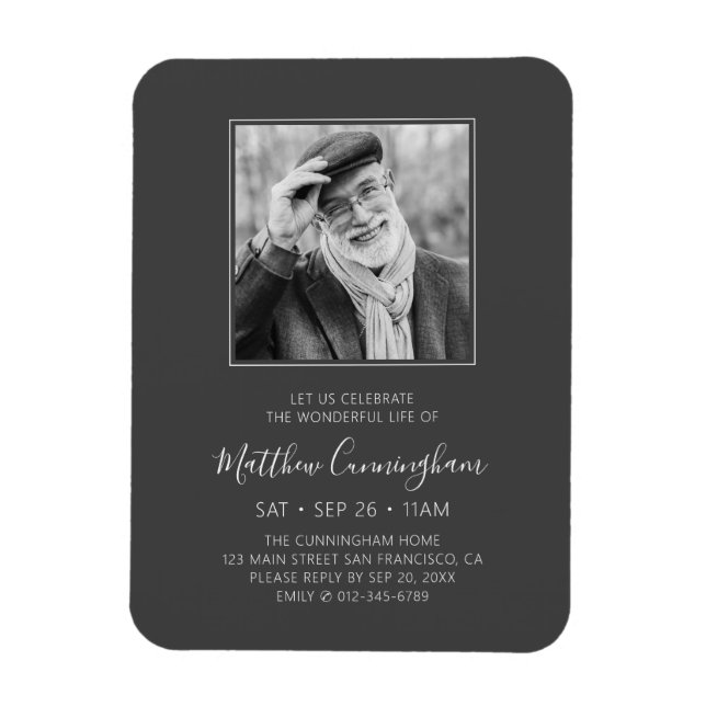 Celebration of Life Funeral Memorial Modern Photo Magnet (Vertical)