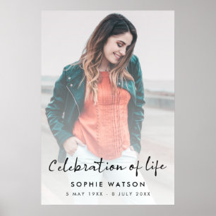 Celebration of Life Funeral Memorial Modern Photo Poster