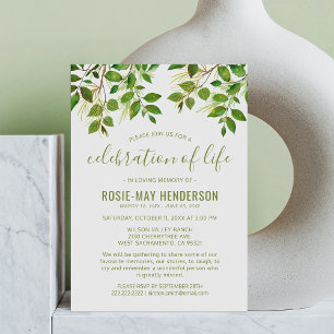 Celebration of Life   Funeral Memorial Nature Invitation