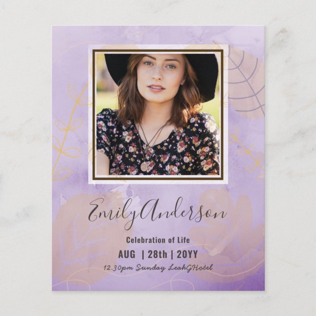 CELEBRATION OF LIFE Funeral Memorial PHOTO Budget (Front)