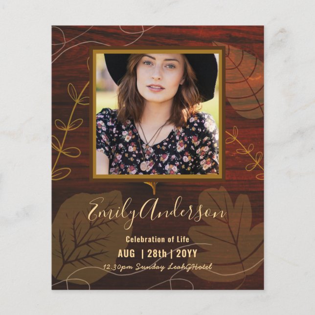 CELEBRATION OF LIFE Funeral Memorial PHOTO Budget (Front)