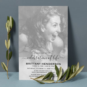 Celebration of Life   Funeral Memorial Photo Invitation