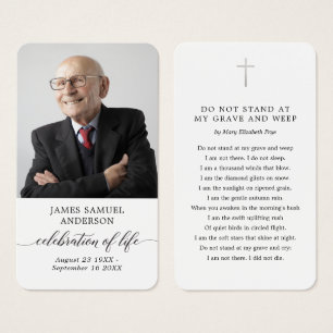 Celebration of Life Funeral Memorial Poem Card