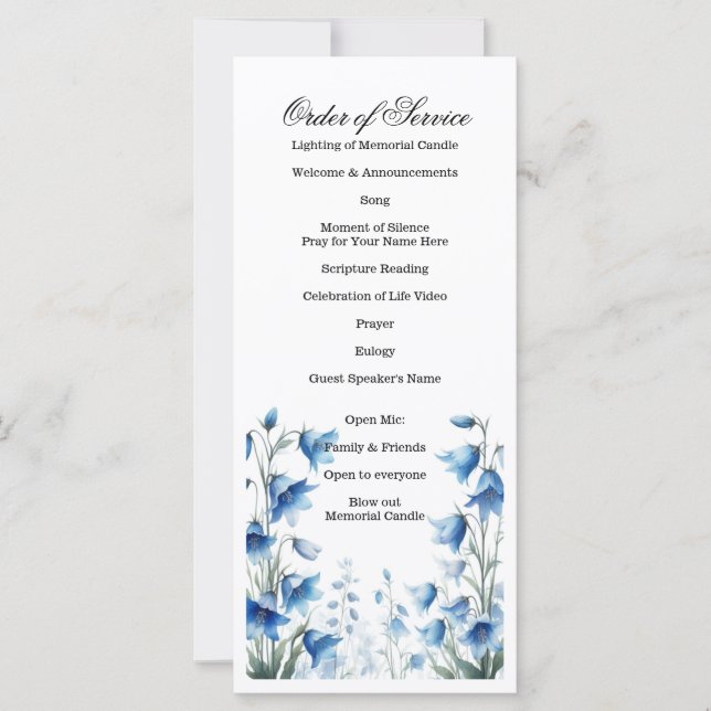 Celebration of Life, Funeral, Memorial Service  (Front)