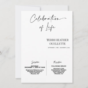 Celebration of Life Funeral Memorial Service Invitation