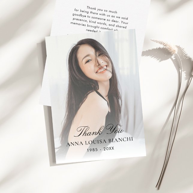 Celebration of Life Funeral Memorial Service Photo Thank You Card (Creator Uploaded)