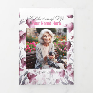 Celebration of Life Funeral Memorial Service Tri-Fold Announcement