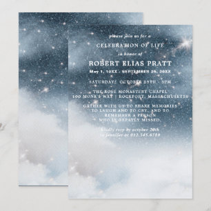 Celebration of Life Funeral Memorial Starry Sky Invitation