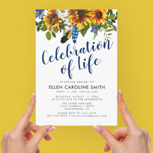 Celebration of Life   Funeral Memorial Sunflowers Invitation
