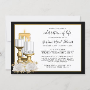Celebration of Life Funeral Memorial White Candle Invitation