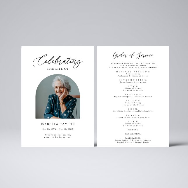 Celebration of Life Funeral Order of Service Photo Program (Creator Uploaded)