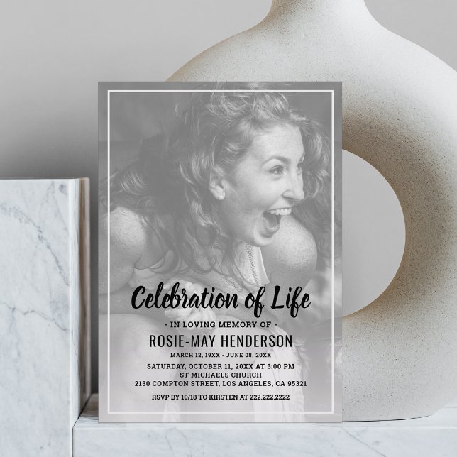 Celebration of Life | Funeral Personalised Photo Invitation (Creator Uploaded)