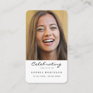 Celebration of Life Funeral Photo Prayer Card