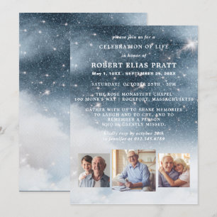 Celebration of Life Funeral Photo Starry Sky Invitation