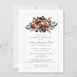 Celebration of Life Funeral Purple Pink Floral Invitation