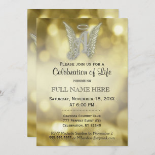 Celebration of Life - Gold Bokeh Invitation