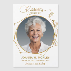 Celebration of Life Gold Photo Funeral Magnet Card