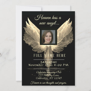 Celebration of Life - Gold Photo Memorial Invitation
