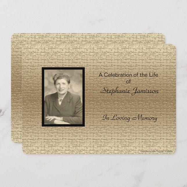 Celebration of Life, Gold with Photo, Photograph Invitation (Front/Back)