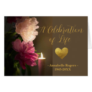 Celebration of Life Golden Heart and Peonies