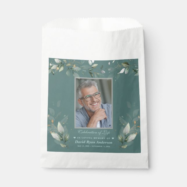 Celebration of Life Greenery Man Photo Memorial    Favour Bag (Front)