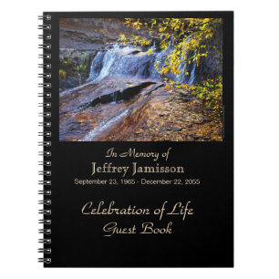 Celebration of Life Guest Book, Autumn Waterfall  Notebook