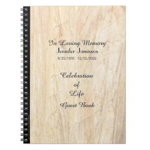 Celebration of Life Guest Book, Faux Parchment Notebook
