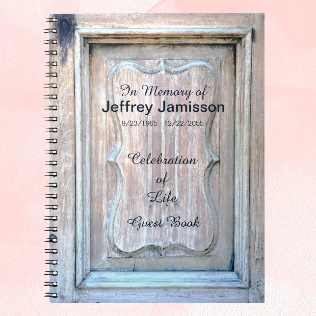 Celebration of Life Guest Book, Old Wooden Door Notebook (Creator Uploaded)