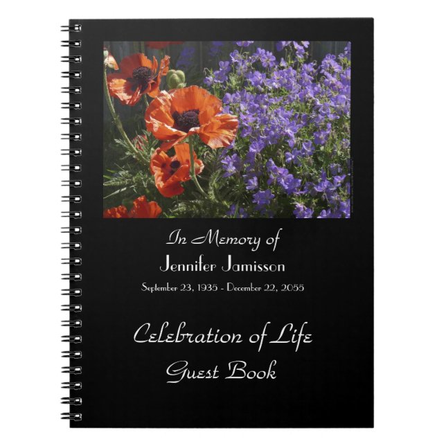 Celebration of Life Guest Book, Orange Poppies Notebook (Front)