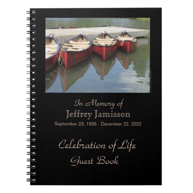 Celebration of Life Guest Book, Red Canoes Notebook (Front)