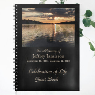 Celebration of Life Guest Book, Sunset Lake Spiral Notebook