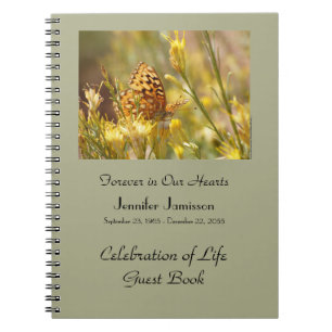 Celebration of Life Guest Book, Yellow Butterfly Notebook