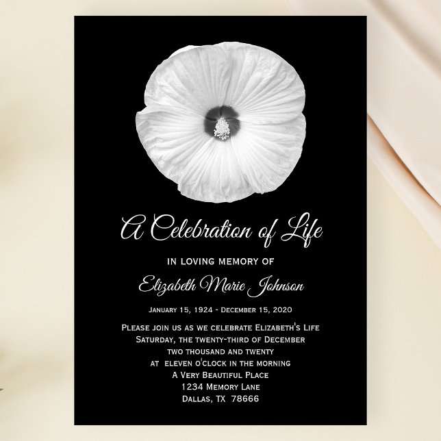 Celebration of Life Hibiscus Floral Memorial Invitation (Creator Uploaded)
