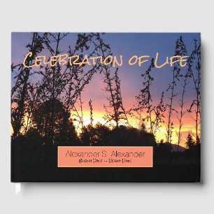 Celebration of Life Horizon Photo Memorial Custom Guest Book