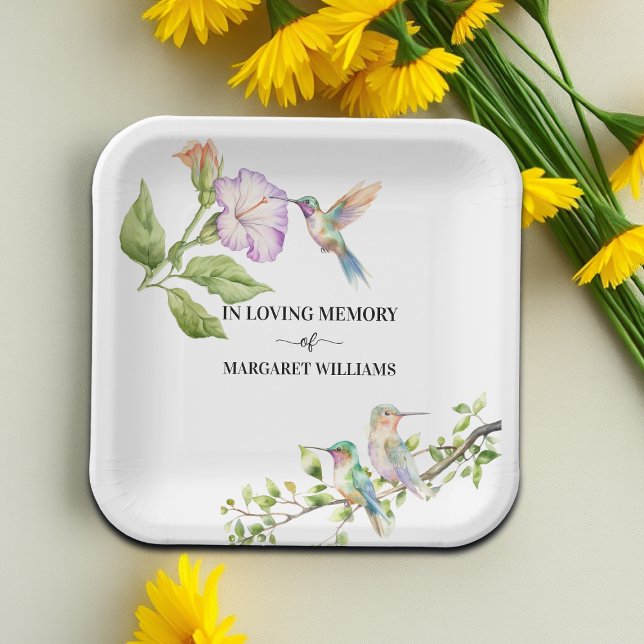 Celebration Of Life Hummingbirds Floral  Paper Plate (Creator Uploaded)