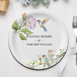 Celebration Of Life Hummingbirds Floral Paper Plate